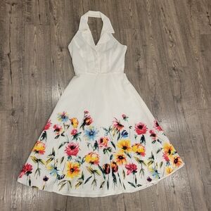 Beautiful Cotton A.P.N.Y  Floral Halter Midi vacation Dress